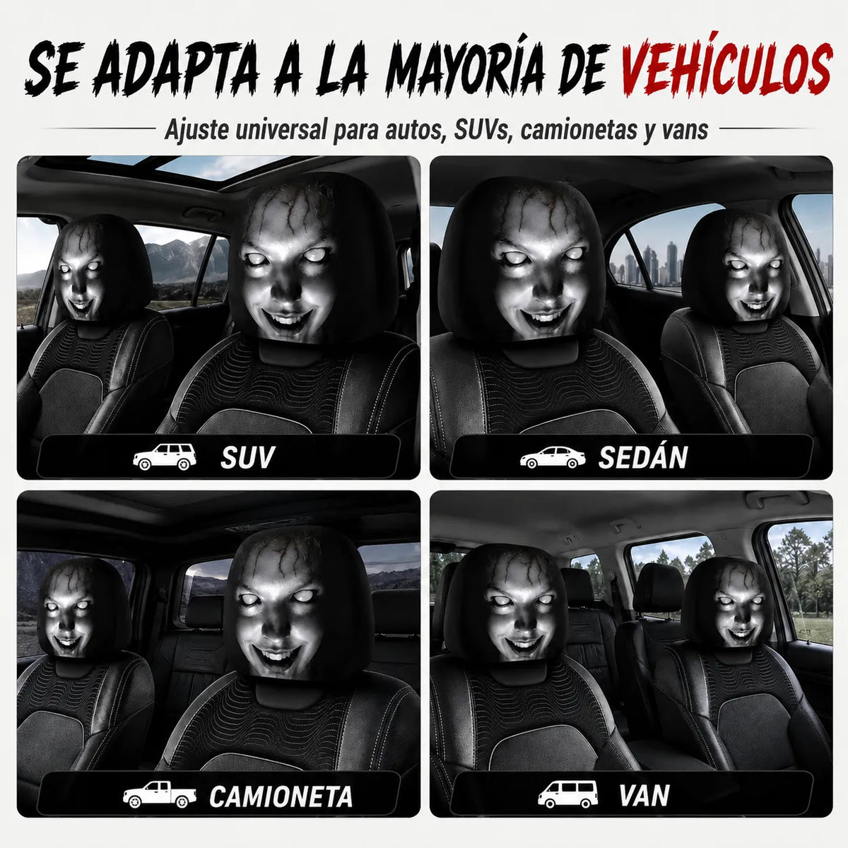 HorrorHead ™ Fundas Aterradoras para Cabeceros de carro