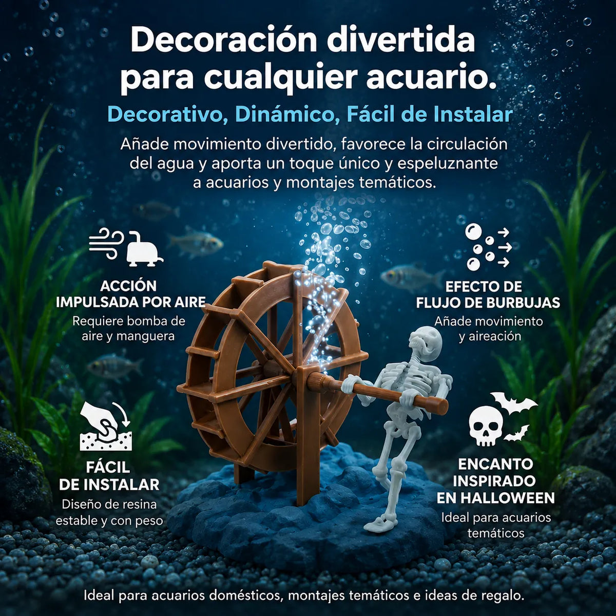 AquaSkeleton ™ Esqueleto Dinámico para Acuario (INCLUYE Bomba de aire)