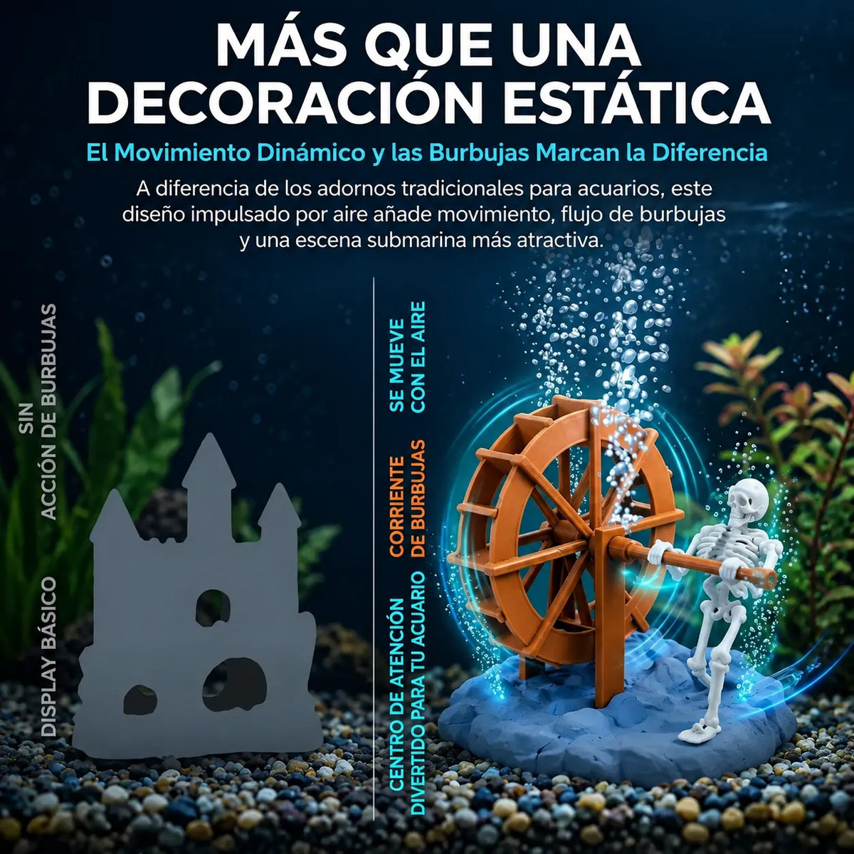 AquaSkeleton ™ Esqueleto Dinámico para Acuario (INCLUYE Bomba de aire)