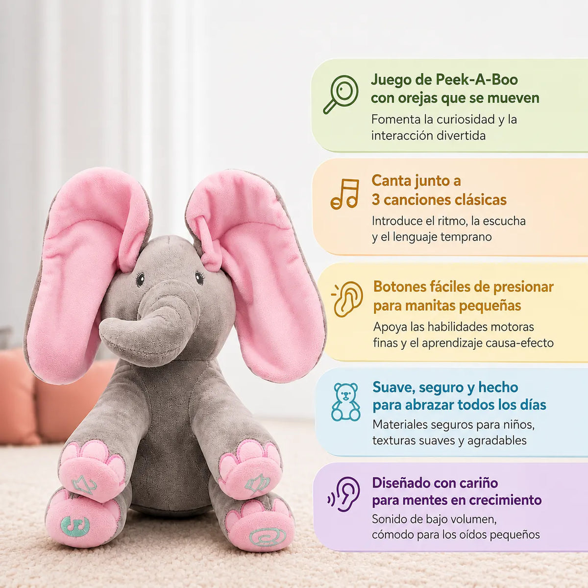 PeekABoo Elephant™ Peluche Interactivo con Movimiento