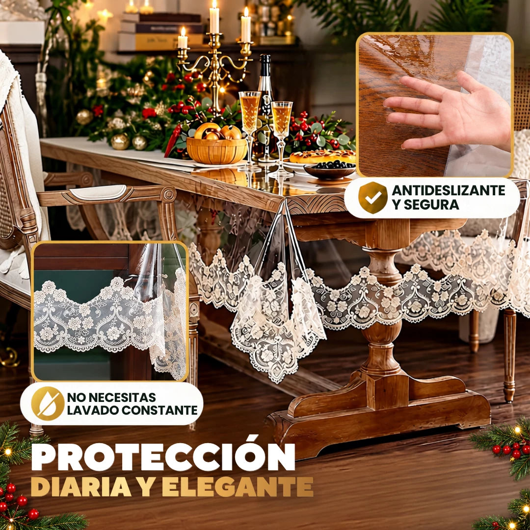 LuxeCover™ Mantel Transparente Lavable 🎄