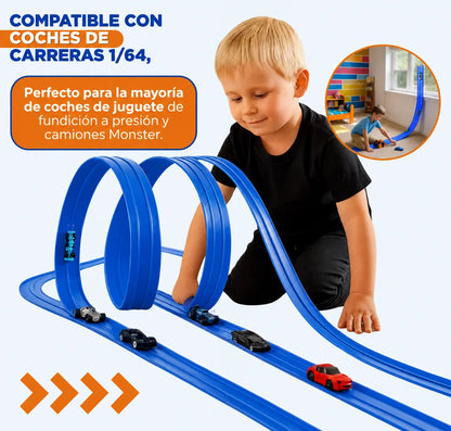 MagicTrack™ Pista de Carreras Flexible INCLUYE 4 MINI CARROS UPSELL