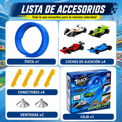 MagicTrack™ Pista de Carreras Flexible INCLUYE 4 MINI CARROS UPSELL