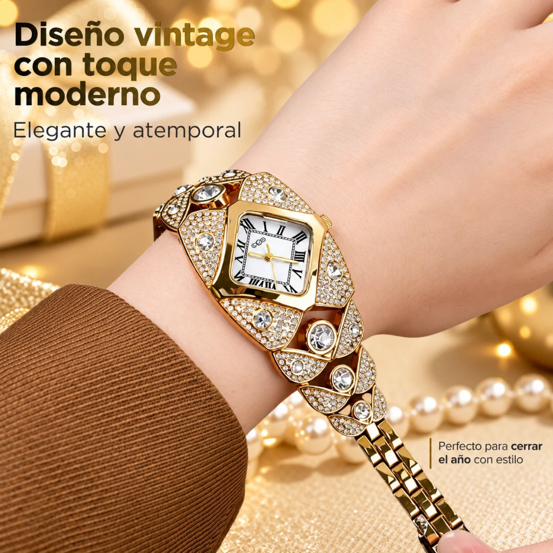 Crystelle™ Reloj de cuarzo Vintage + Caja Premium Navidad