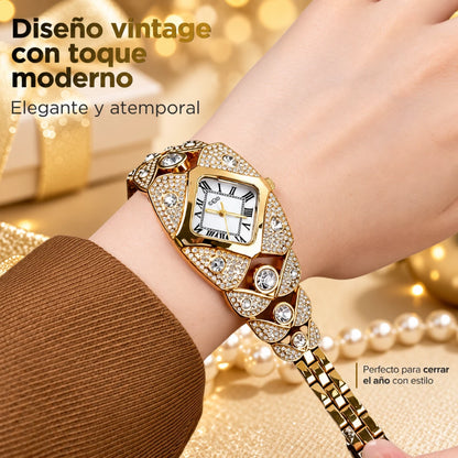 Crystelle™ Reloj de cuarzo Vintage + Caja Premium Navidad