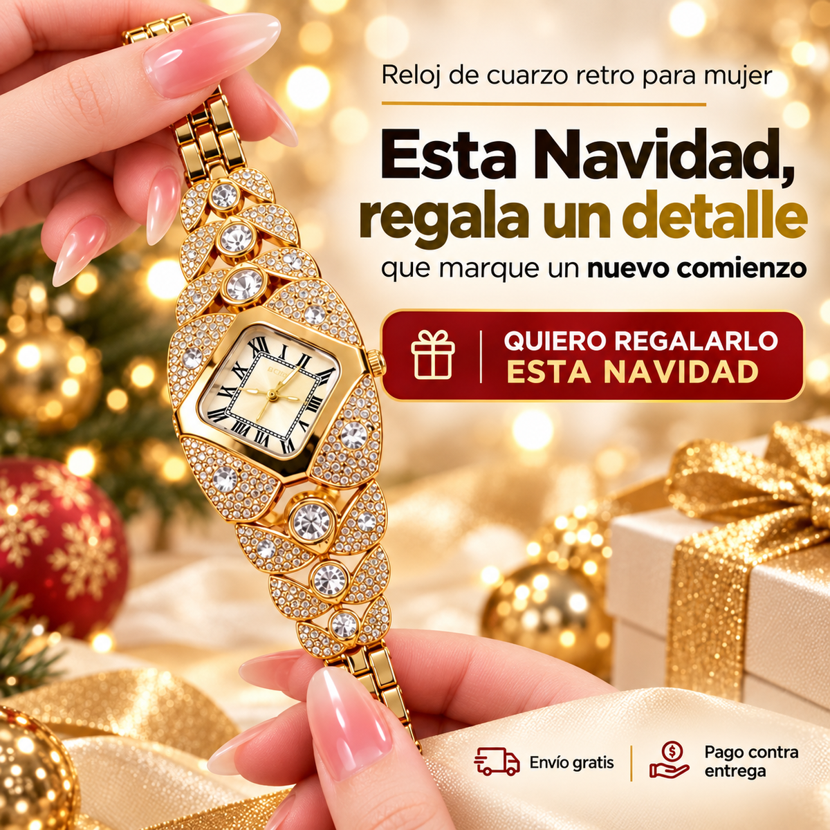 Crystelle™ Reloj de cuarzo Vintage + Caja Premium Navidad