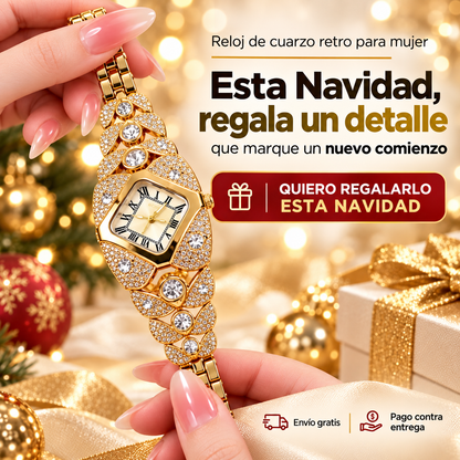 Crystelle™ Reloj de cuarzo Vintage + Caja Premium Navidad