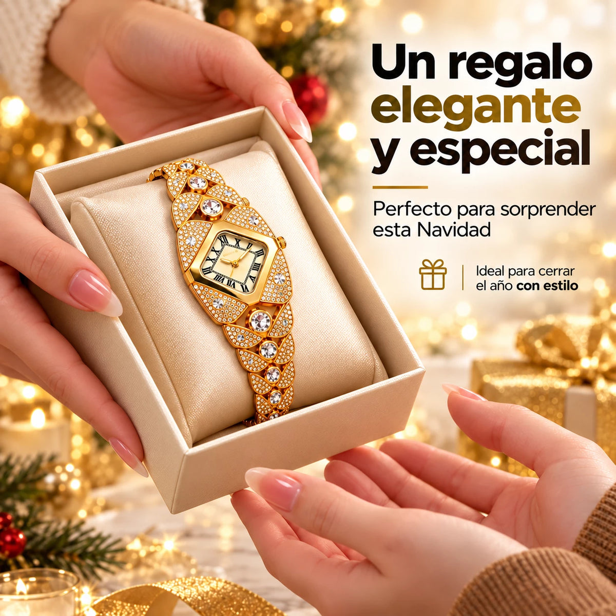 Crystelle™ Reloj de cuarzo Vintage + Caja Premium Navidad
